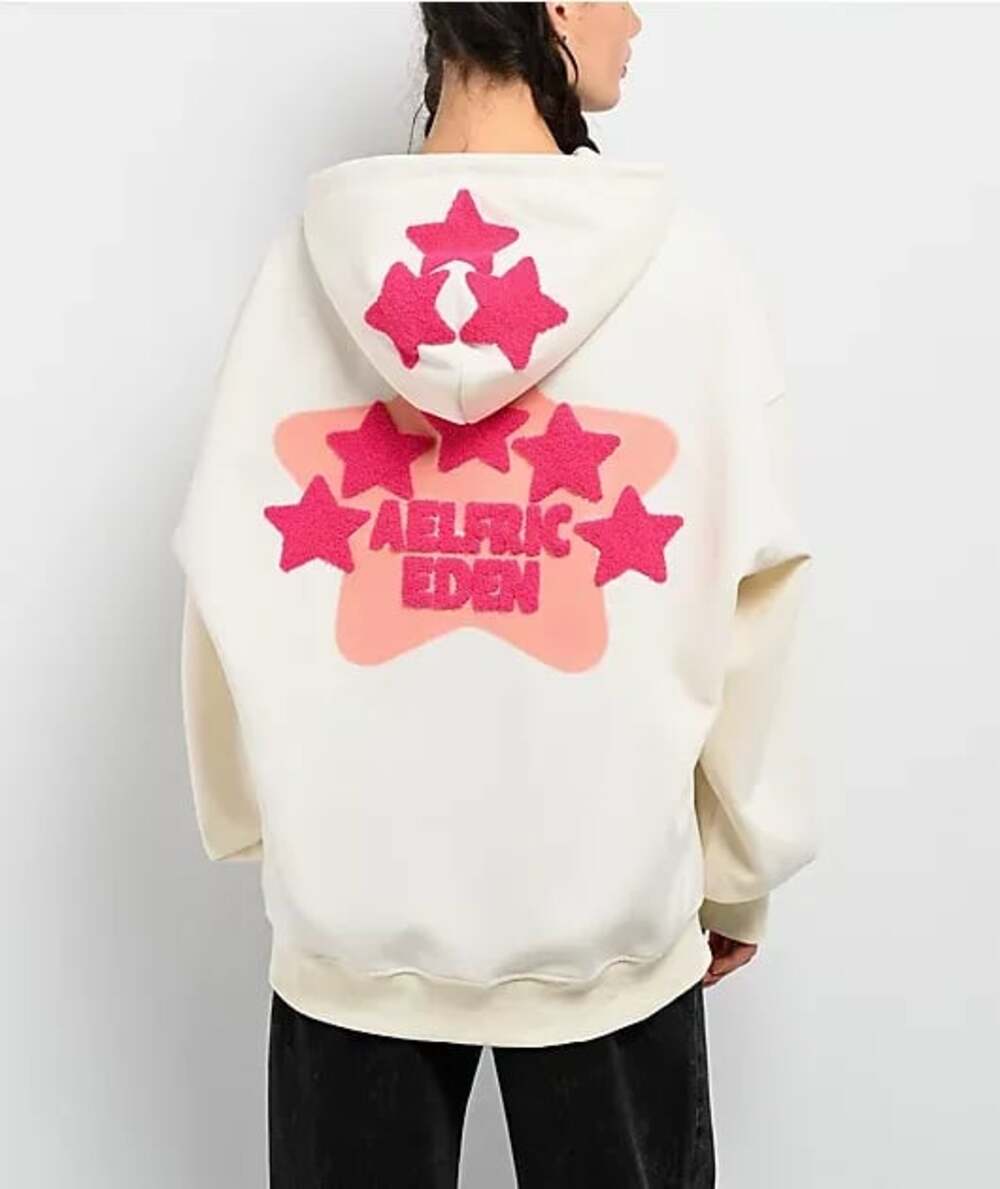 Aelfric Eden Vintage Embroidery Star Cream Hoodie